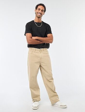 Pantaloni baggy tinta unita in twill