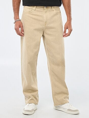 Pantaloni baggy tinta unita in twill