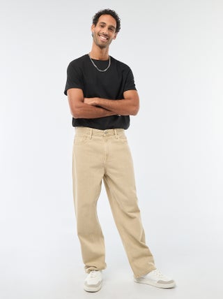 Pantaloni baggy tinta unita in twill