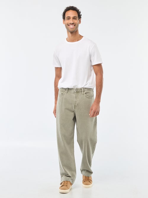 Pantaloni baggy tinta unita in twill - Kiabi