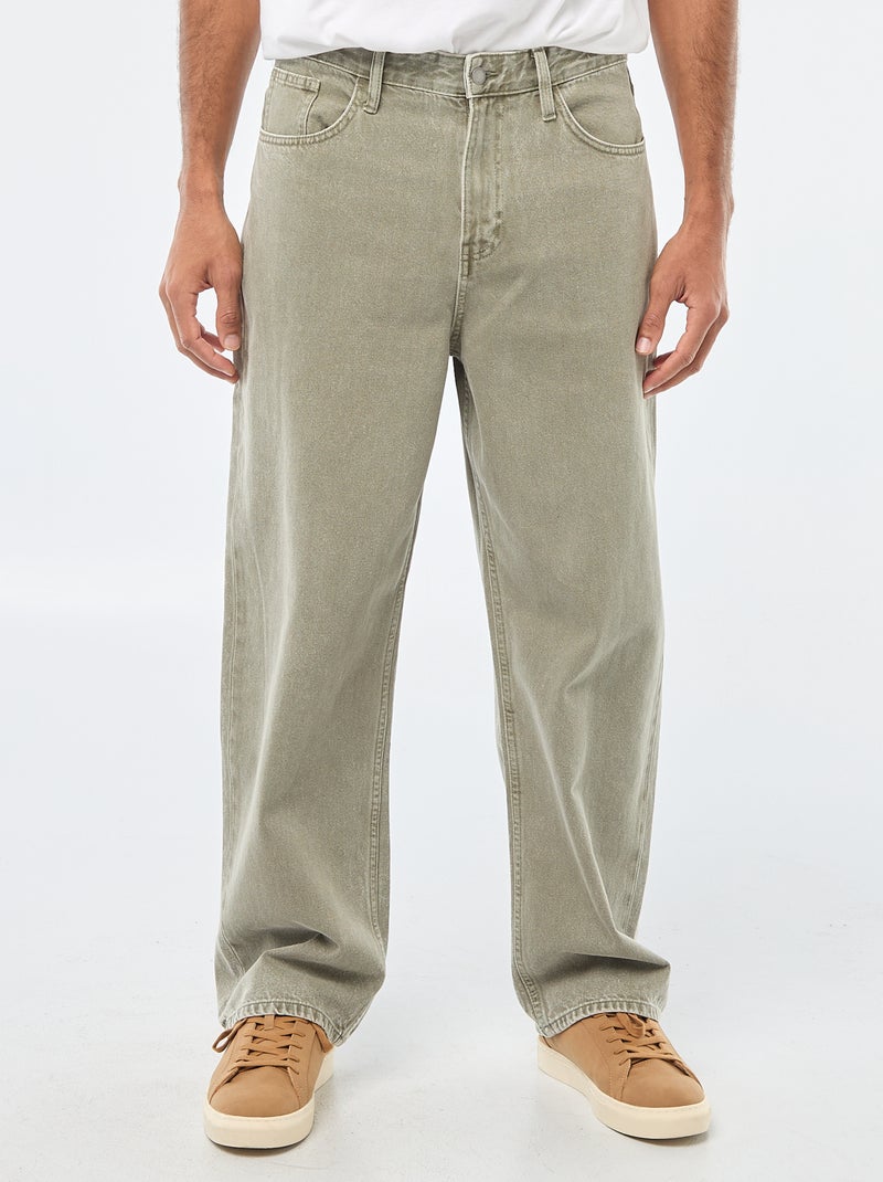 Pantaloni baggy tinta unita in twill Verde - Kiabi