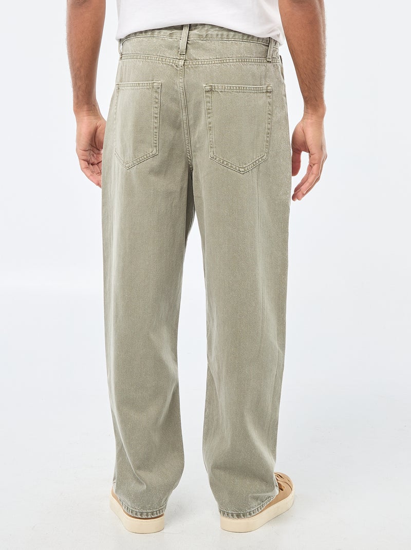 Pantaloni baggy tinta unita in twill Verde - Kiabi