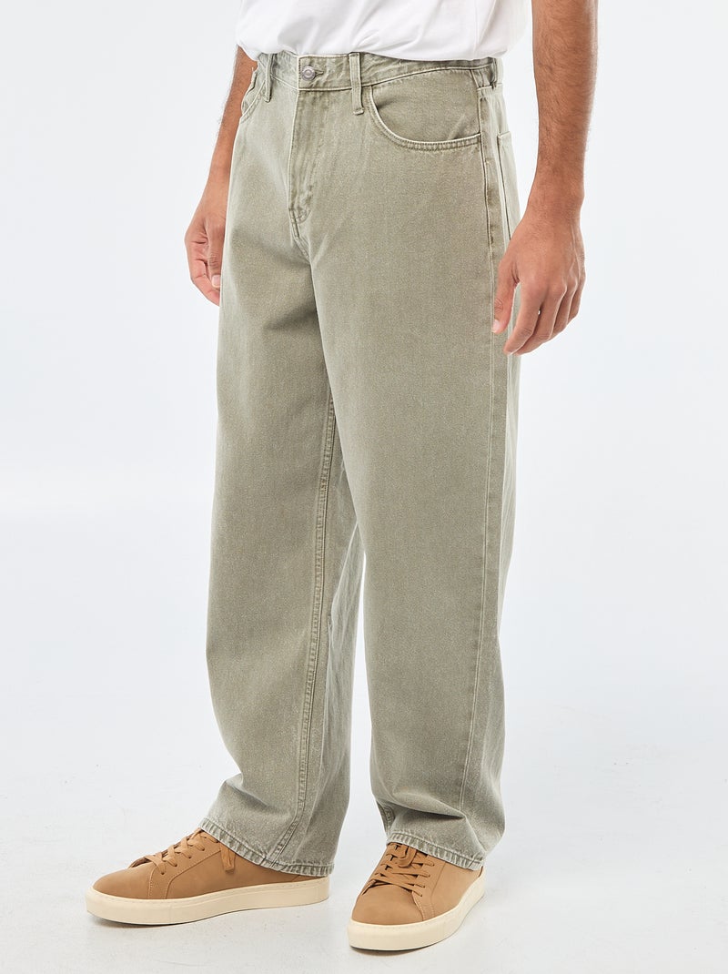 Pantaloni baggy tinta unita in twill Verde - Kiabi