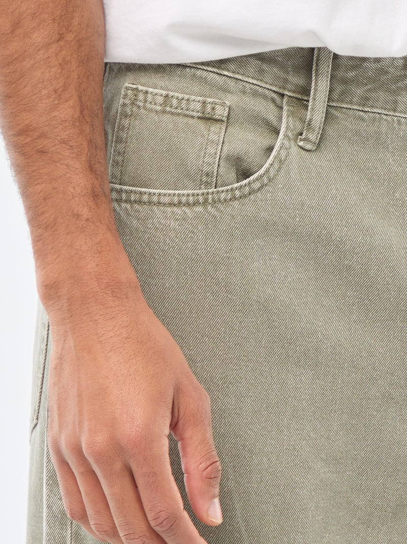 Pantaloni baggy tinta unita in twill Verde - Kiabi
