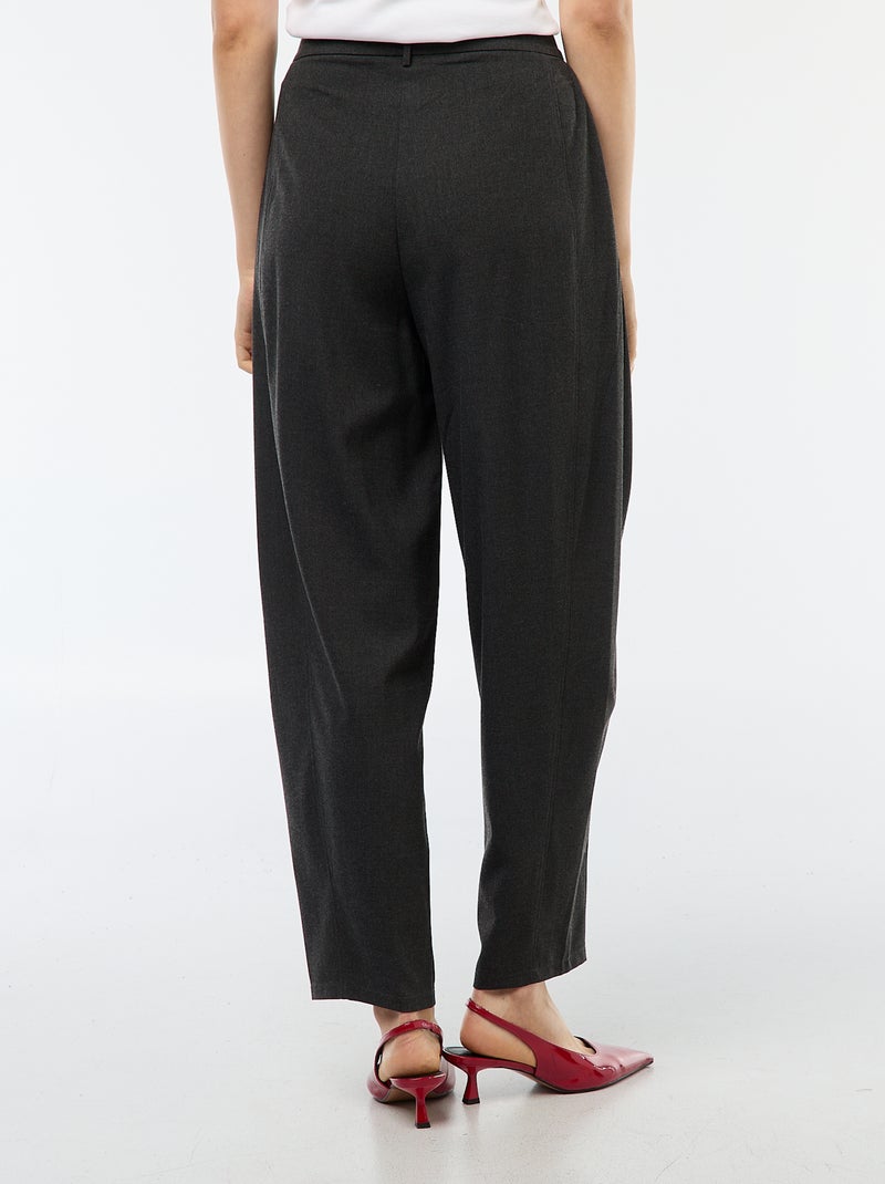 Pantaloni balloon a vita alta tinta unita Grigio - Kiabi