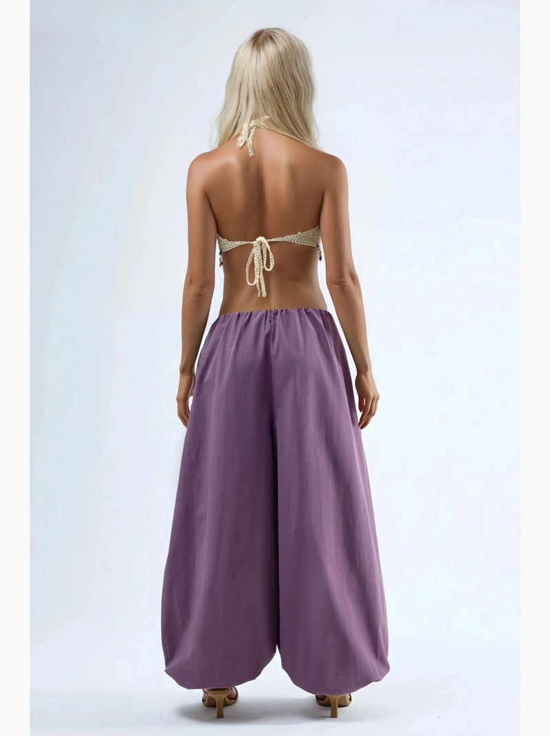 Pantaloni balloon con vita elasticizzata busem Blu lavanda - Kiabi