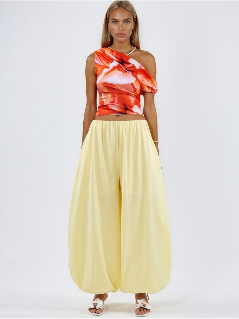 Pantaloni balloon con vita elasticizzata busem Giallo limone - Kiabi