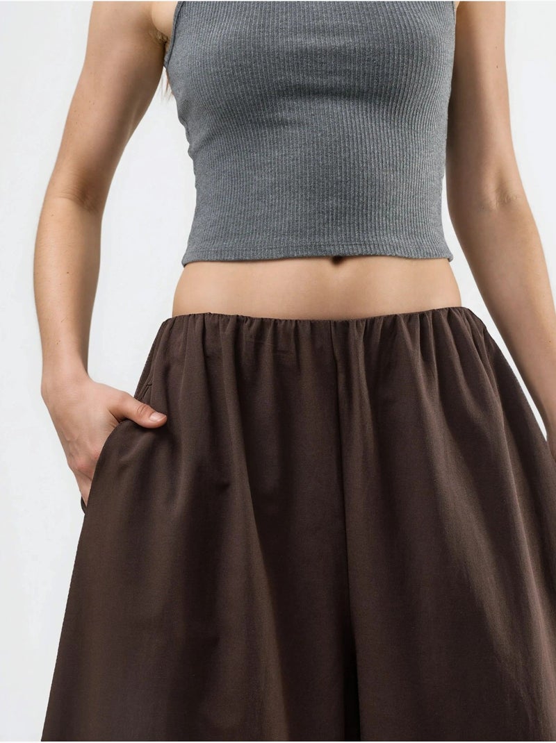Pantaloni balloon con vita elasticizzata busem Marrone cioccolato - Kiabi