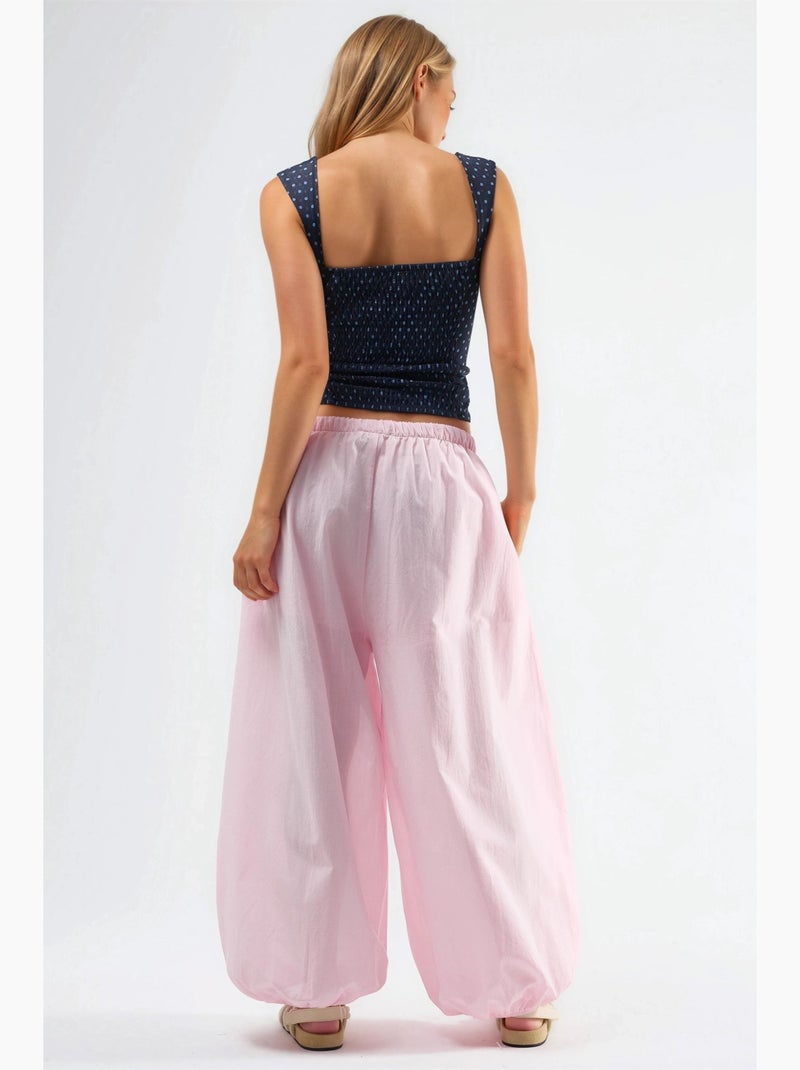 Pantaloni balloon con vita elasticizzata e tasche busem Rosa pallido - Kiabi