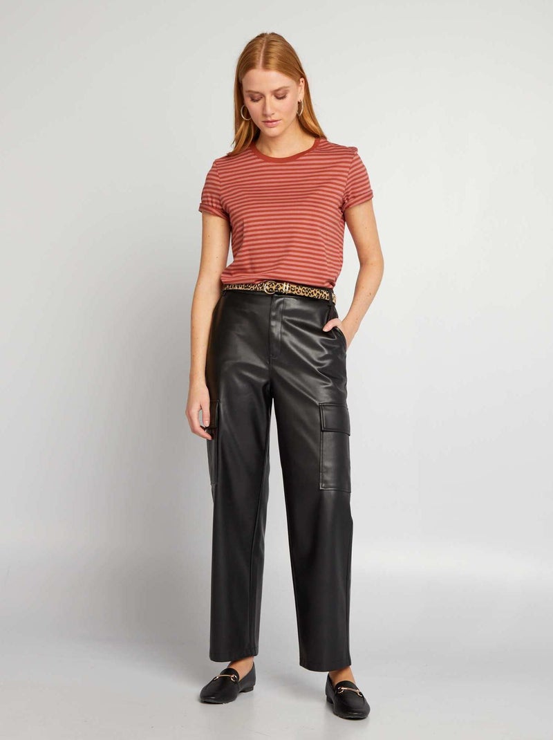 Pantaloni battle larghi in similpelle NERO - Kiabi