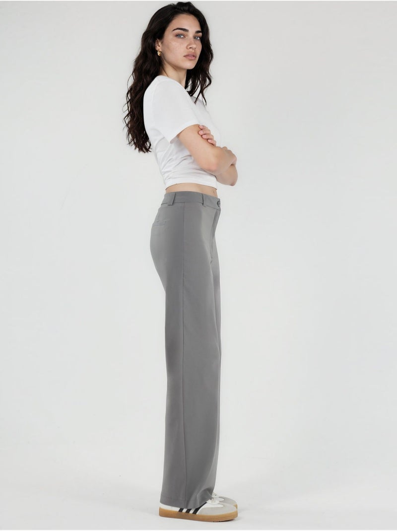 Pantaloni bengalin a gamba dritta a vita alta hiccup Grigio - Kiabi