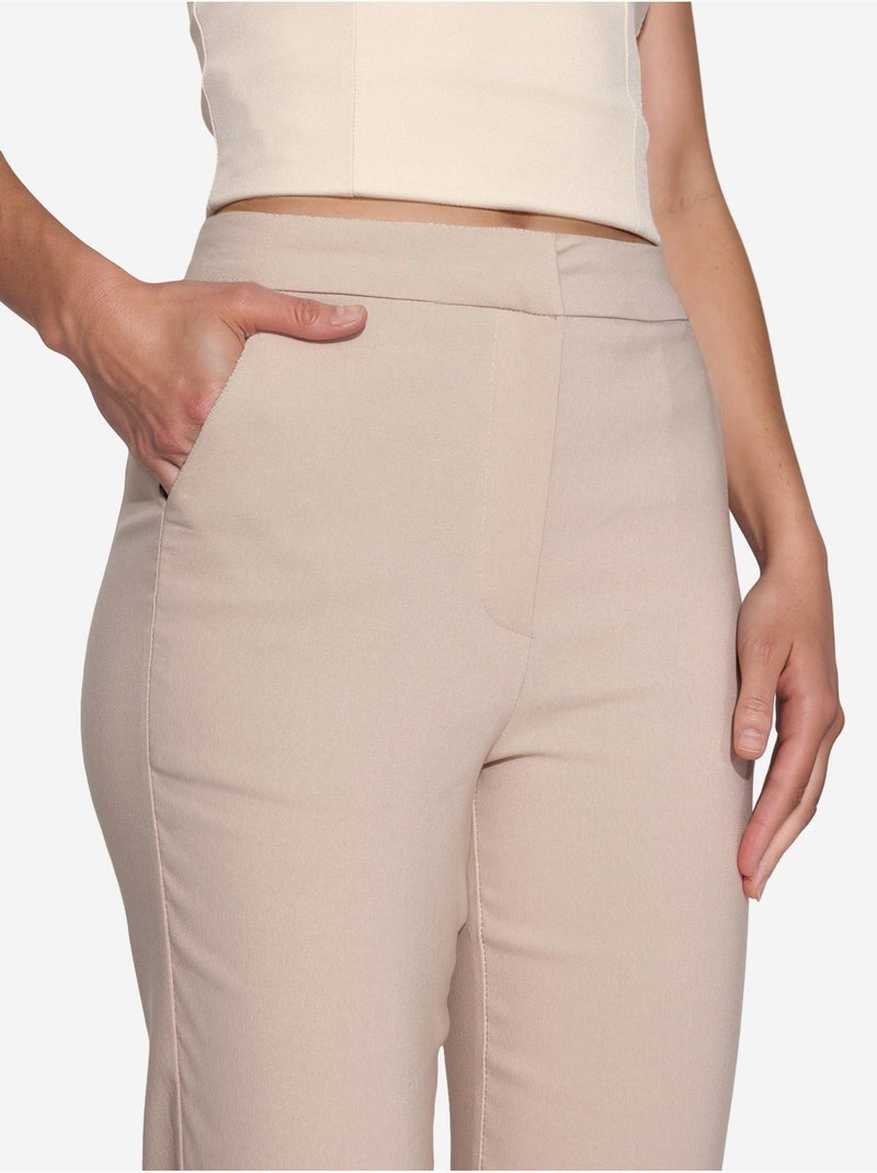 Pantaloni bengalin stretch a vita alta hiccup Sabbia - Kiabi
