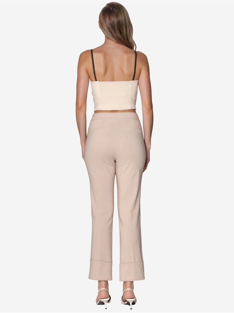 Pantaloni bengalin stretch a vita alta hiccup Sabbia - Kiabi