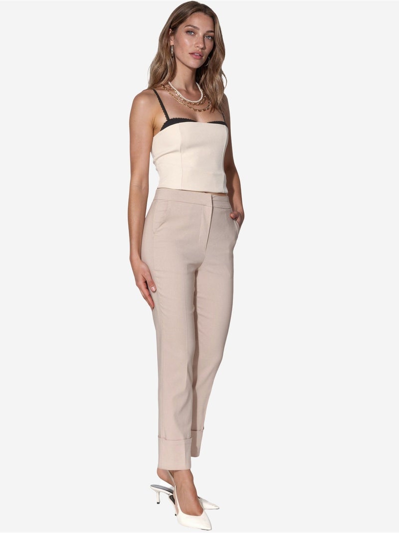 Pantaloni bengalin stretch a vita alta hiccup Sabbia - Kiabi