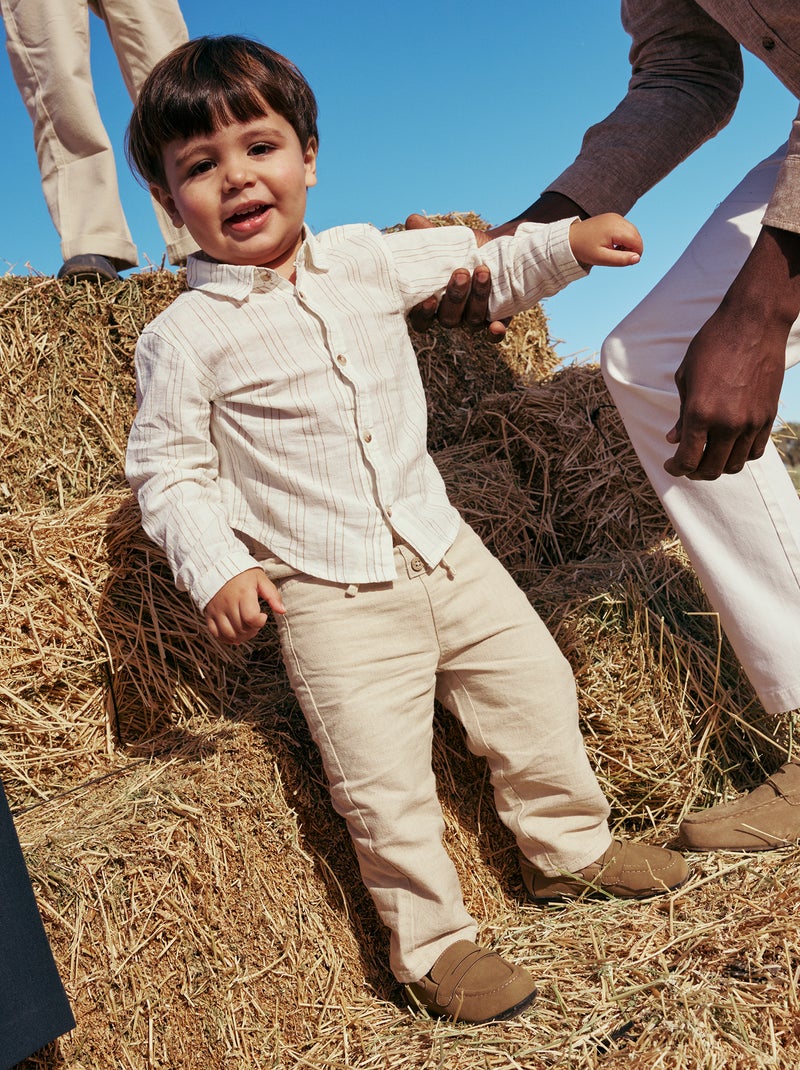 Pantaloni bianchi con sottili righe Beige - Kiabi