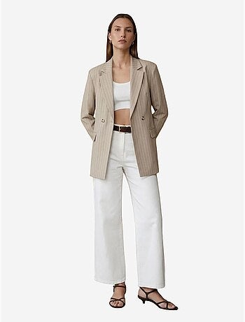 Pantaloni capri a righe a vita alta a gamba ampia dilvin