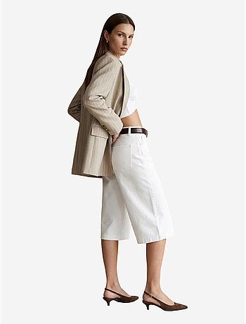 Pantaloni capri a righe a vita alta a gamba ampia dilvin