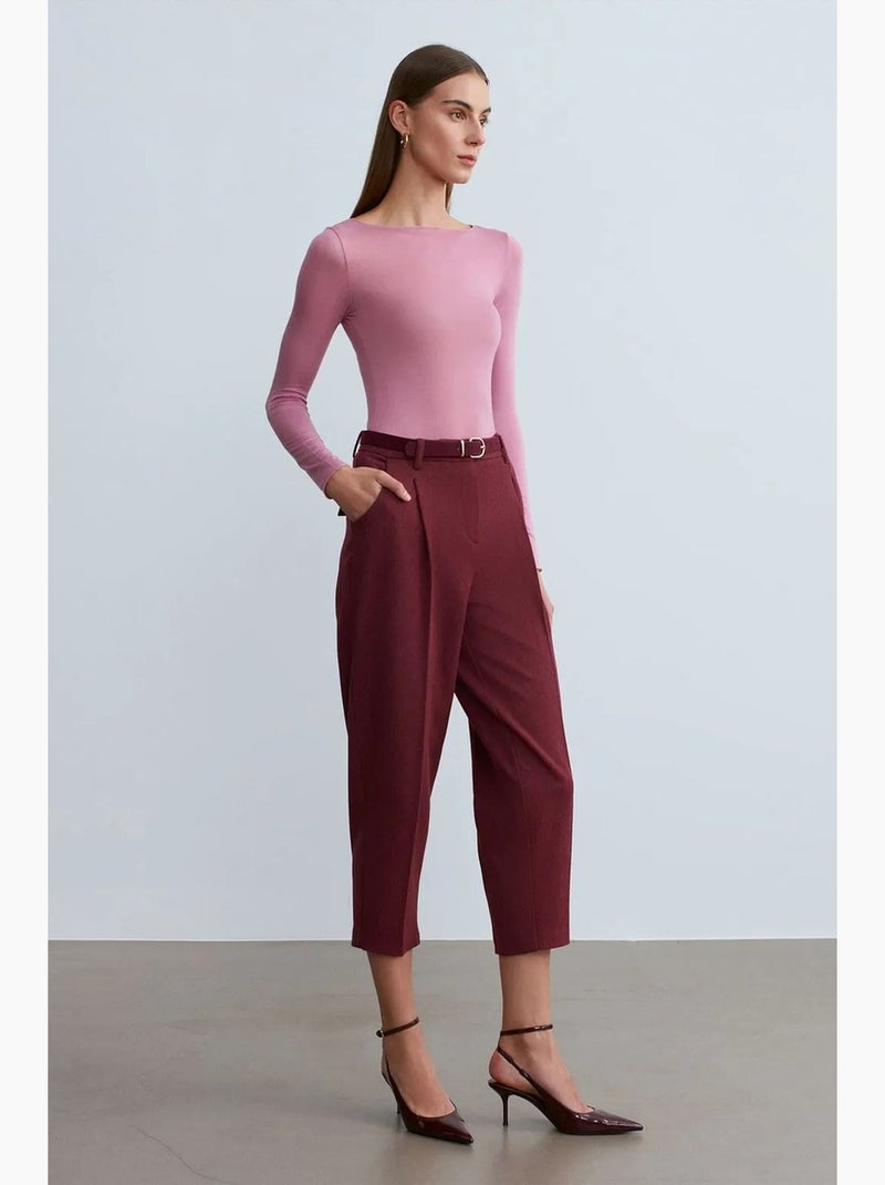 Pantaloni capri a sigaretta con cintura dilvin Rosso bordeaux - Kiabi