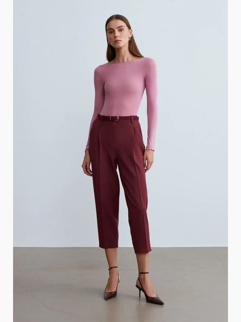 Pantaloni capri a sigaretta con cintura dilvin Rosso bordeaux - Kiabi