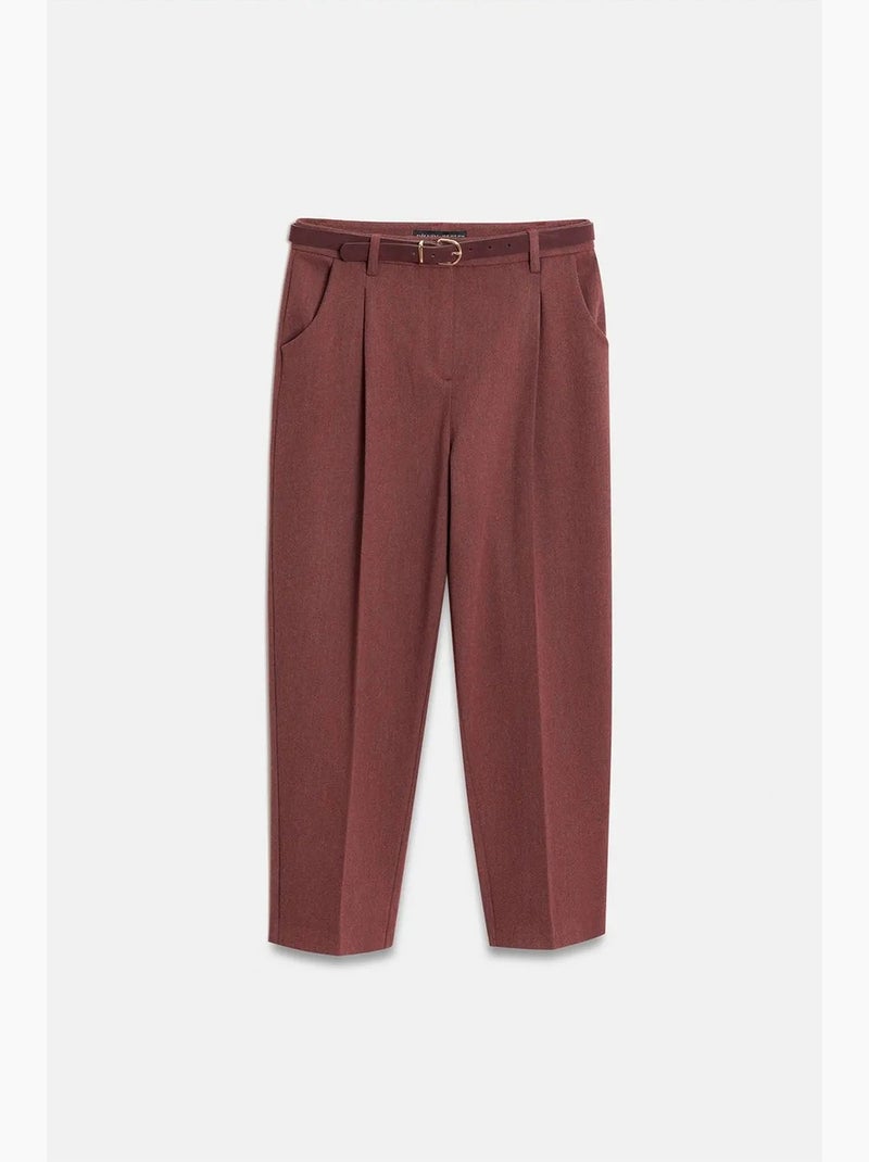 Pantaloni capri a sigaretta con cintura dilvin Rosso bordeaux - Kiabi