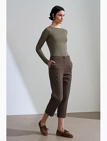 Pantaloni capri a vita alta con cintura da donna dilvin