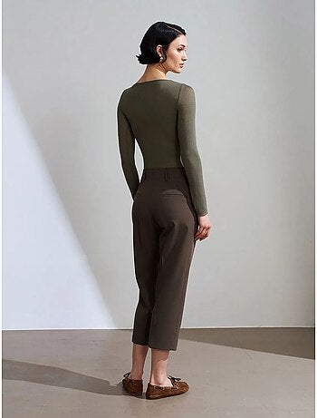 Pantaloni capri a vita alta con cintura da donna dilvin