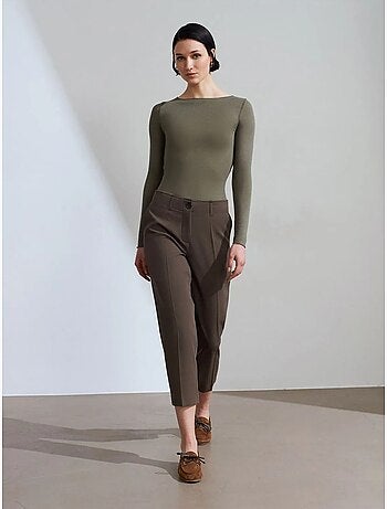 Pantaloni capri a vita alta con cintura da donna dilvin