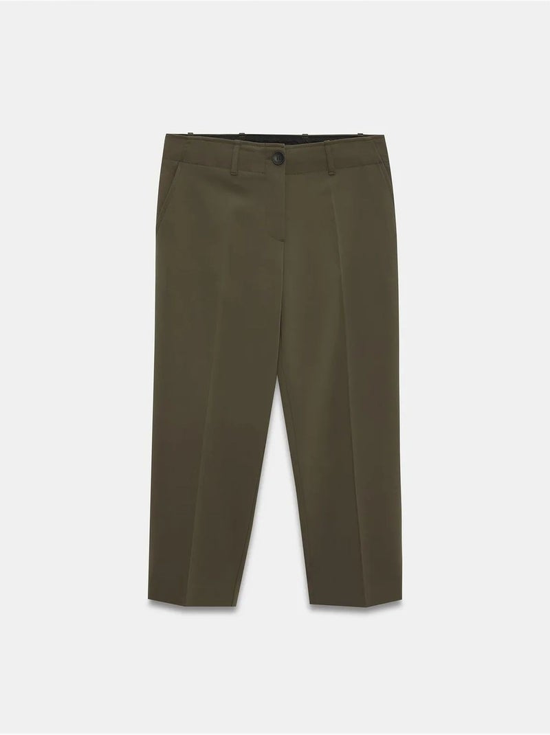 Pantaloni capri a vita alta con cintura da donna dilvin Verde kaki - Kiabi