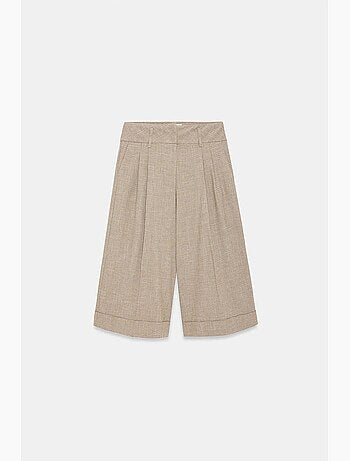 Pantaloni capri a vita alta plissettati a gamba ampia dilvin