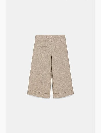 Pantaloni capri a vita alta plissettati a gamba ampia dilvin