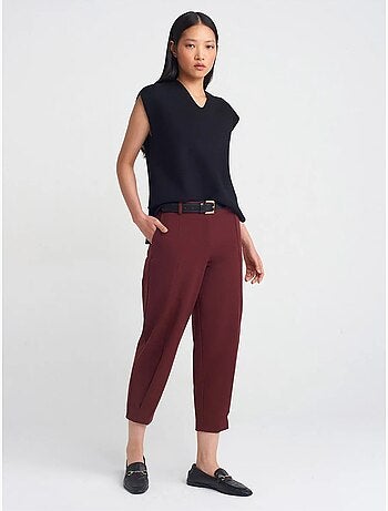 Pantaloni capri da donna a gamba dritta con cintura dilvin
