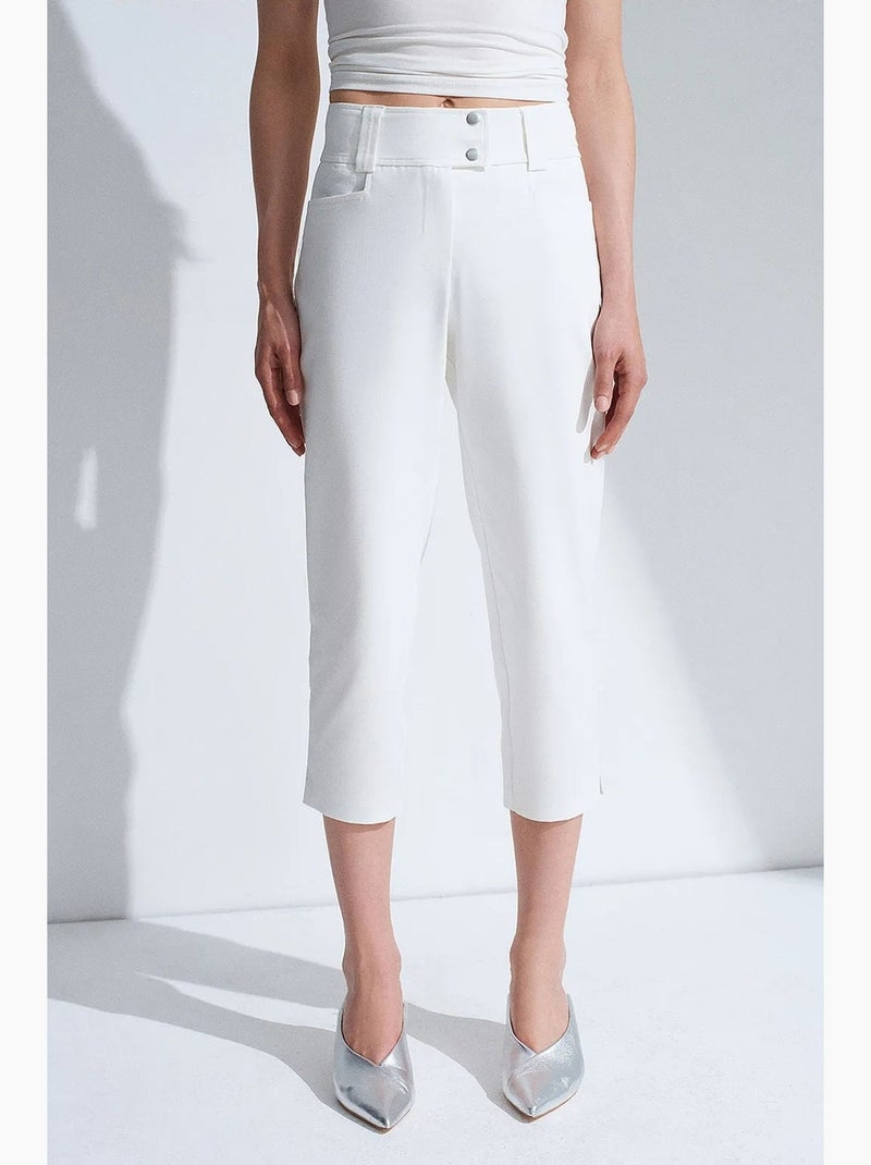 Pantaloni capri da donna a vita alta a gamba ampia dilvin Bianco - Kiabi