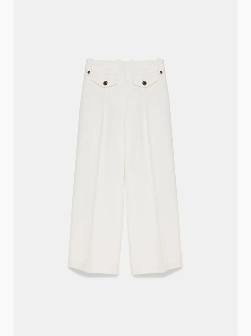 Pantaloni capri in popeline di cotone vita alta dilvin Bianco - Kiabi