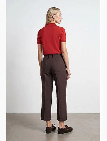 Pantaloni capri in popeline di cotone vita alta dilvin