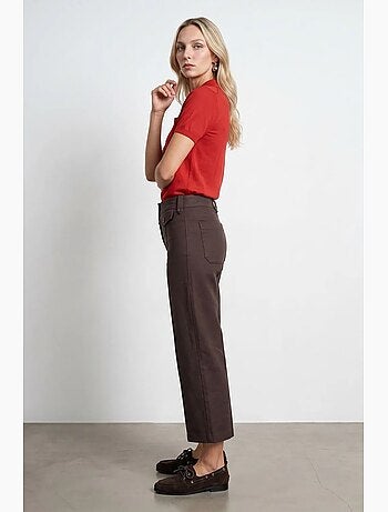 Pantaloni capri in popeline di cotone vita alta dilvin