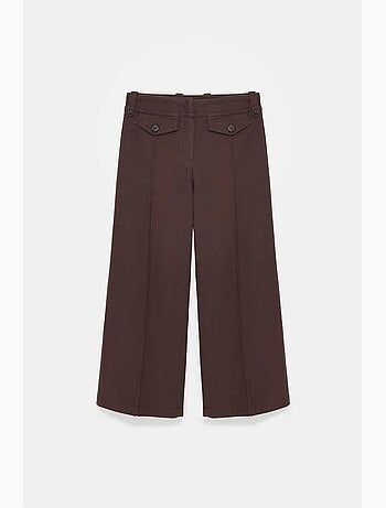 Pantaloni capri in popeline di cotone vita alta dilvin