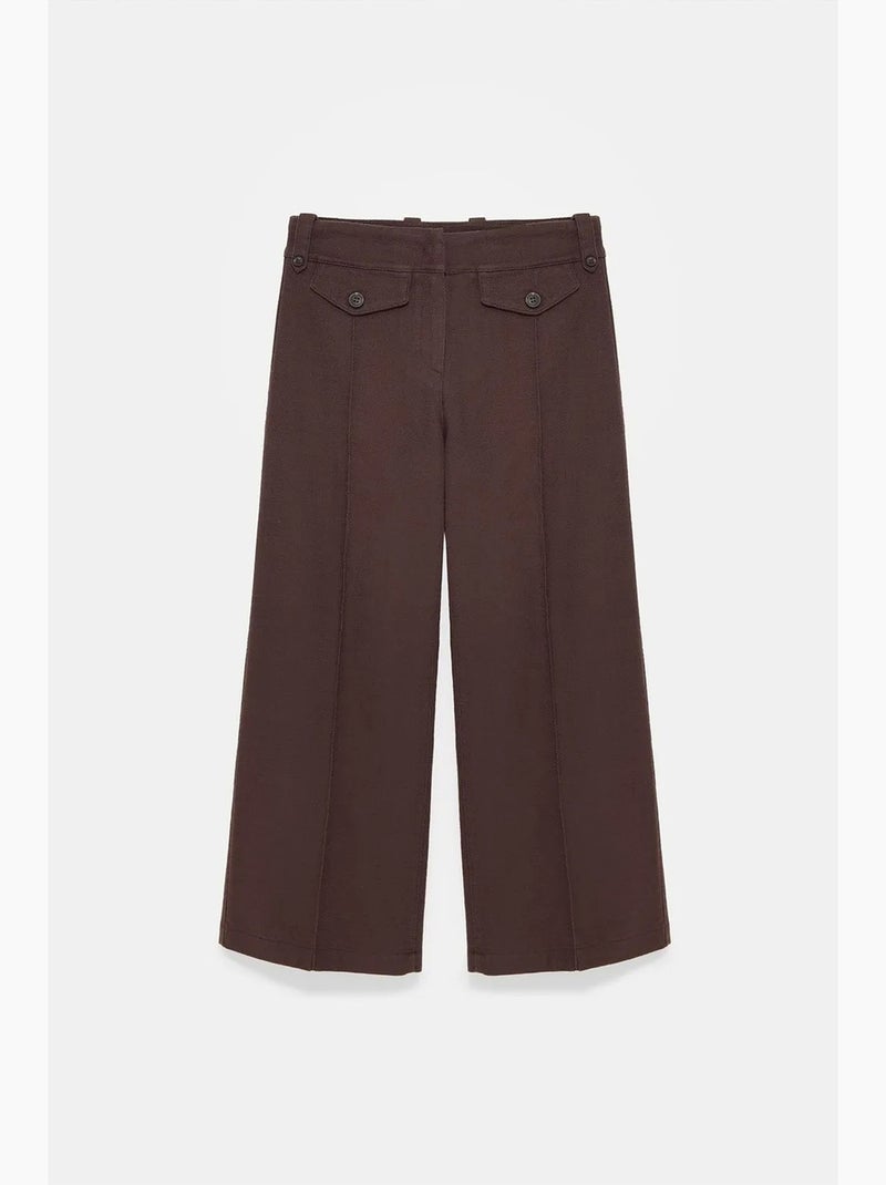 Pantaloni capri in popeline di cotone vita alta dilvin Marrone cioccolato - Kiabi