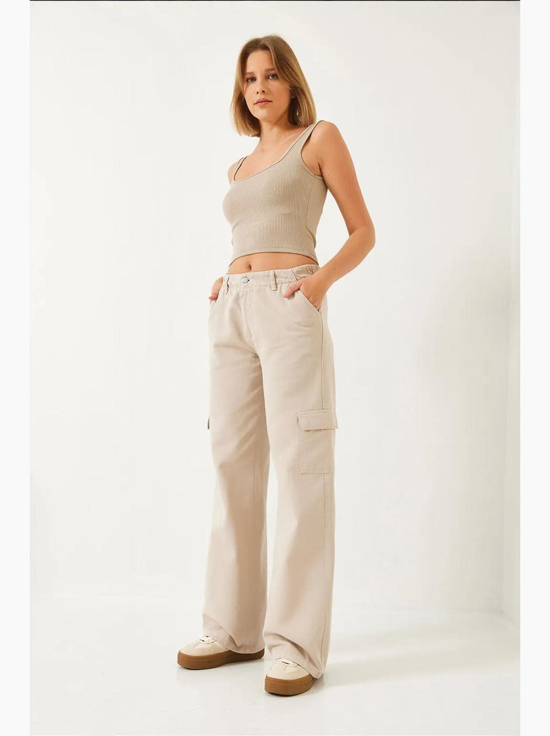 Pantaloni cargo ampi con coulisse lucci Sabbia - Kiabi