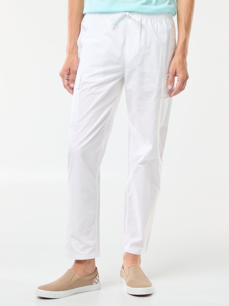 Pantaloni cargo con cintura elasticizzata + cordoncini bianco - Kiabi