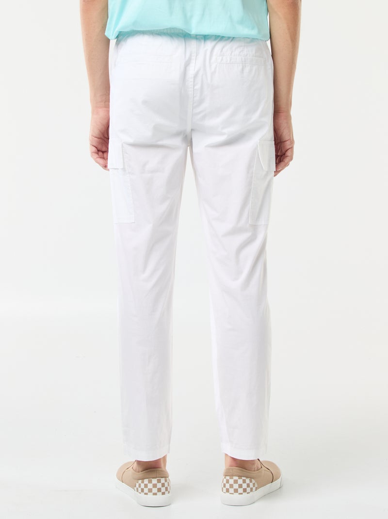 Pantaloni cargo con cintura elasticizzata + cordoncini bianco - Kiabi