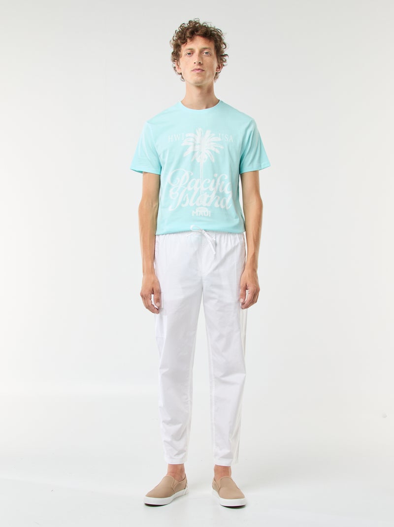 Pantaloni cargo con cintura elasticizzata + cordoncini bianco - Kiabi