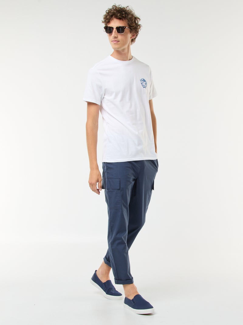 Pantaloni cargo con cintura elasticizzata + cordoncini Blu - Kiabi