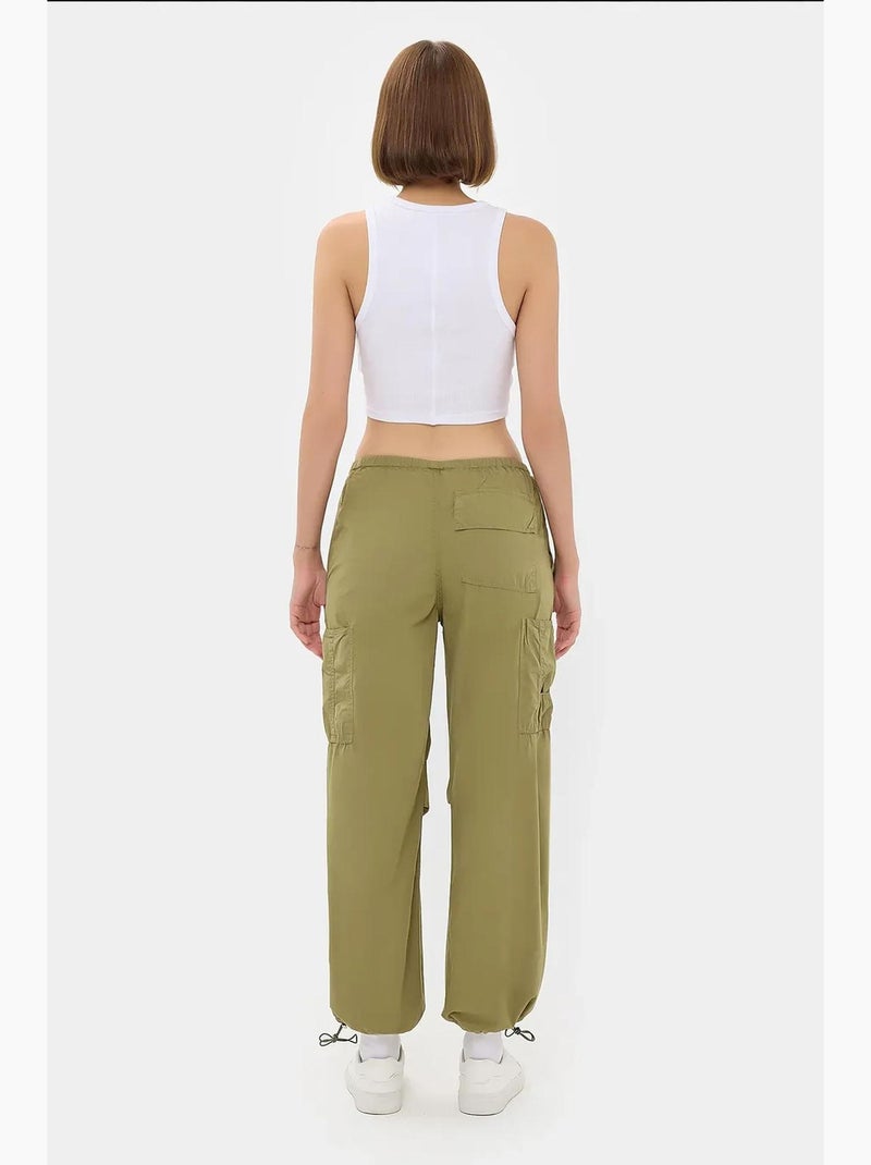 Pantaloni cargo con coulisse a vita media hiccup Verde - Kiabi