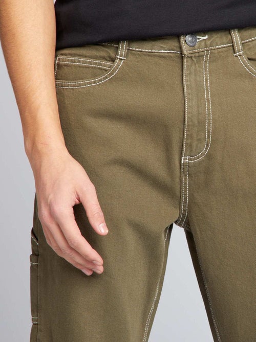 Pantaloni cargo con impunture a contrasto - Kiabi