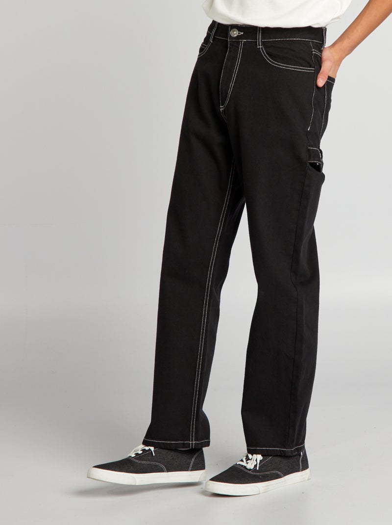 Pantaloni cargo con impunture a contrasto nero - Kiabi