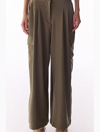 Pantaloni cargo parachute plissettati a vita alta penti