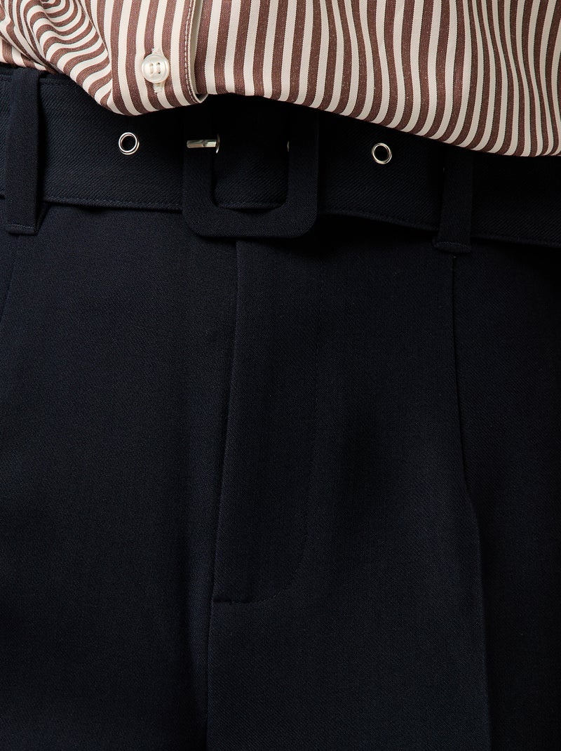 Pantaloni carota fluidi con cintura a fibbia Blu - Kiabi