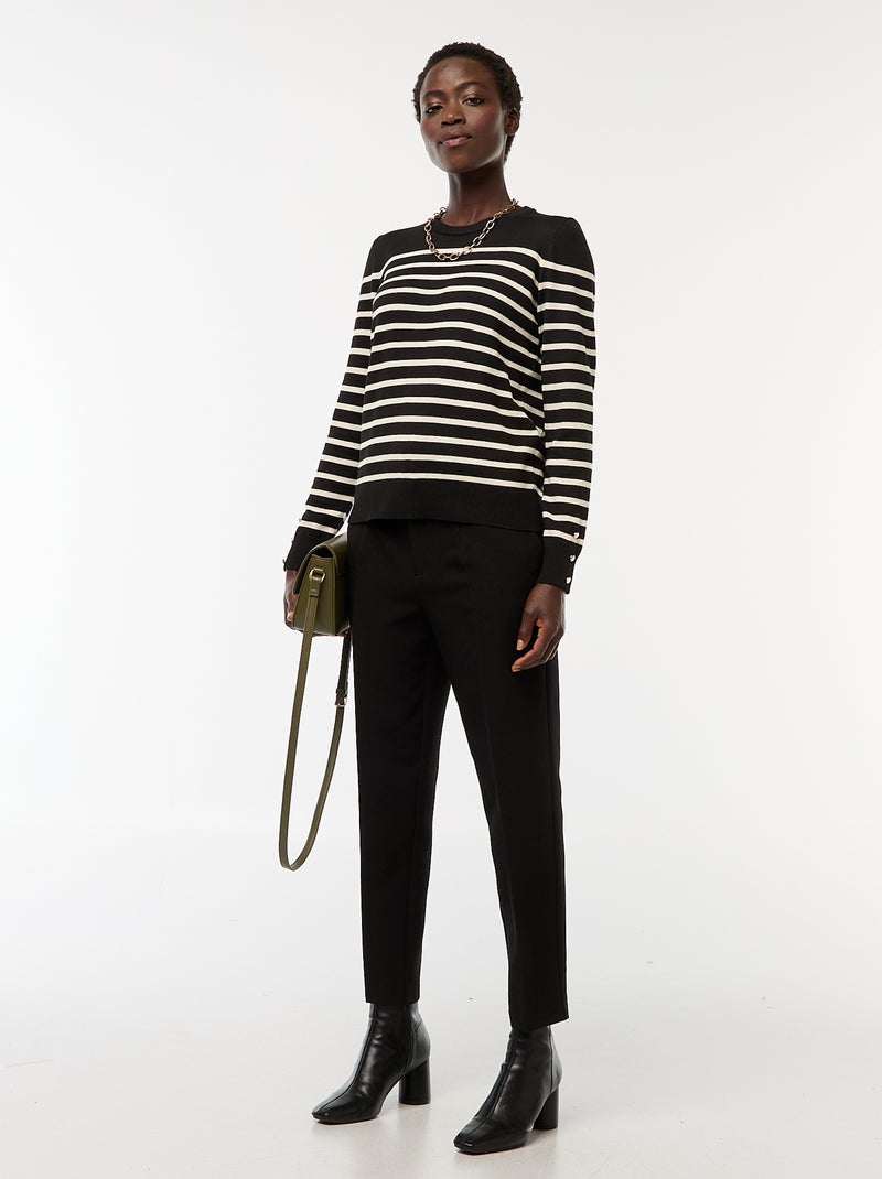 Pantaloni carota fluidi con cintura a fibbia nero - Kiabi