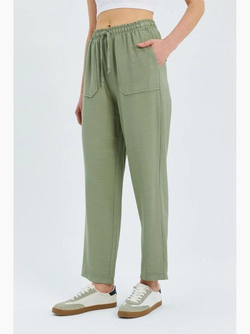 Pantaloni carrot fit a vita alta con coulisse in vita mixray - Kiabi Pantaloni carrot fit a vita alta con coulisse in vita mixray - Kiabi