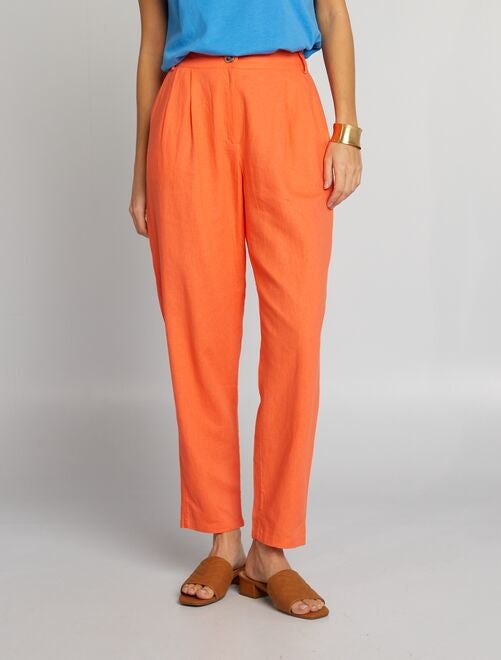 Pantaloni carrot fit in lino - Kiabi